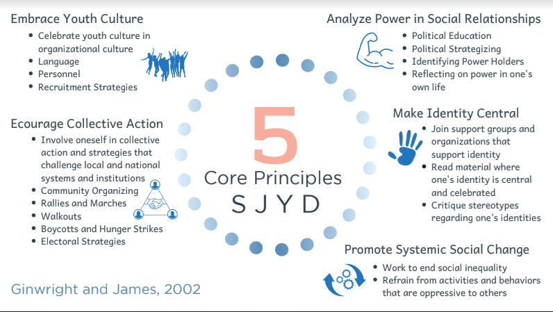 Social Justice Youth Development_Web Diagram showing the Social Justice Youth Development model